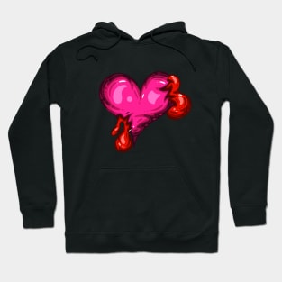 Pink Dead Zombie Heart Cartoon Illustration with Blood and for Valentines Day or Halloween Hoodie